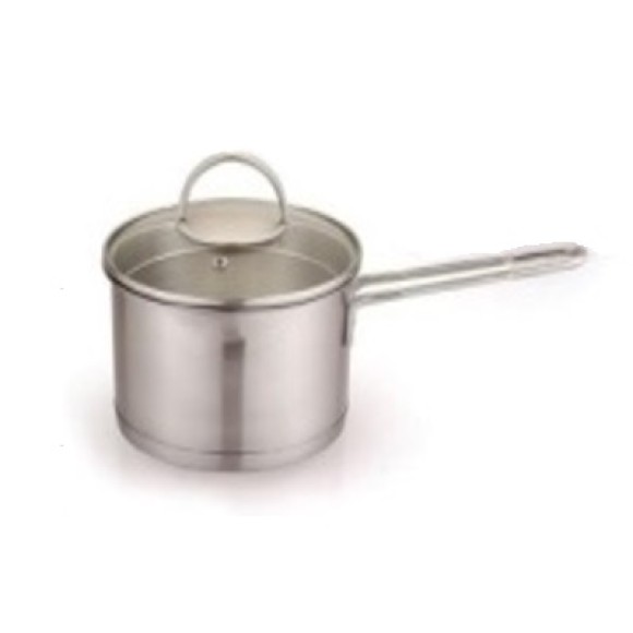 PANELA DE INOX COM TAMPA DE VIDRO 16CM