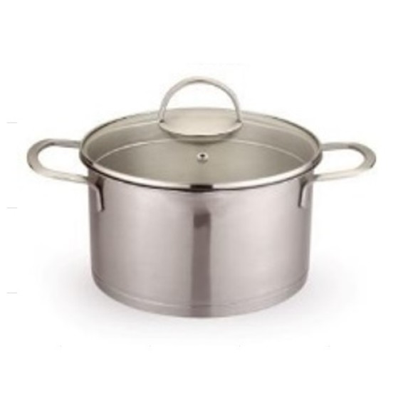 PANELA DE INOX COM TAMPA DE VIDRO 20CM