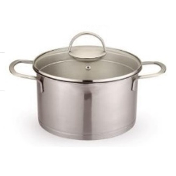 PANELA DE INOX COM TAMPA DE VIDRO 24CM